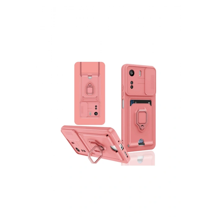 Redmi 13c Kılıf Zuma Kartvizitli Yüzüklü Silikon - Pembe