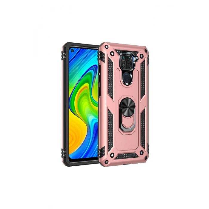 Redmi Note 9 Kılıf Sofya Yüzüklü Silikon Kapak - Rose