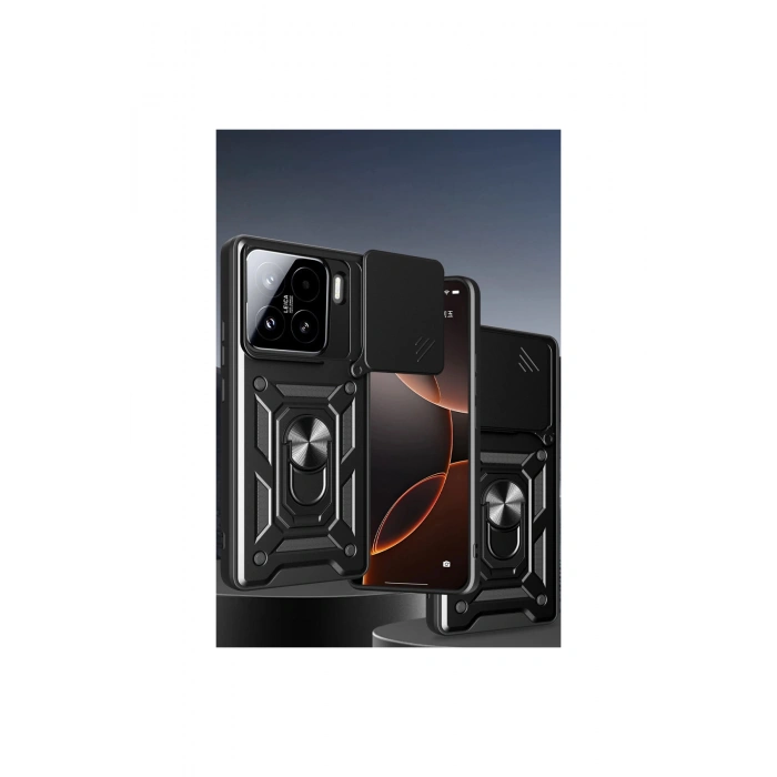 Mi 15 Pro Kılıf Pars Lens Yüzüklü Silikon - Kırmızı