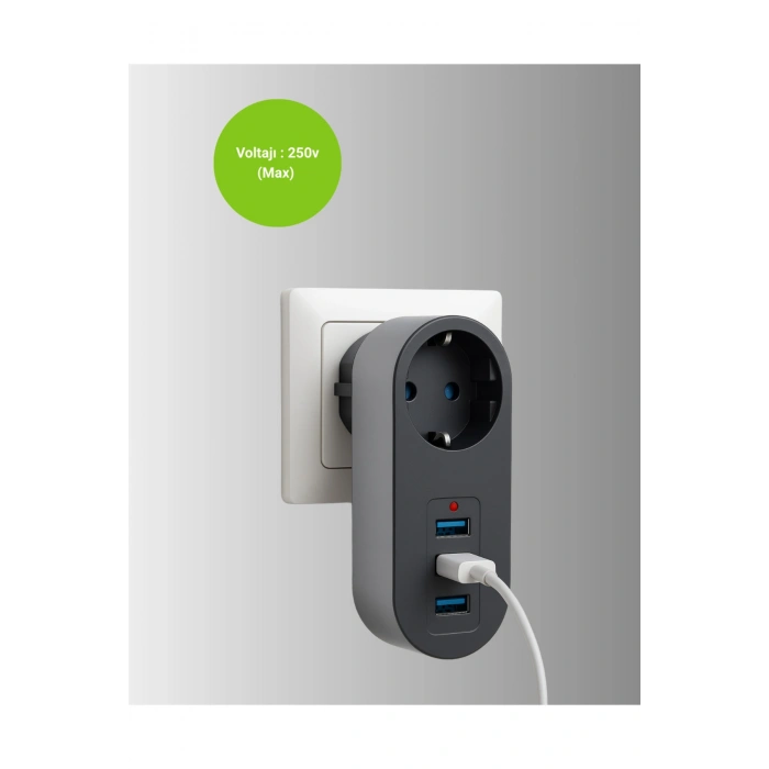 Çocuk Korumalı Termal Priz – 3lü USB Şarj ve Akım Koruması