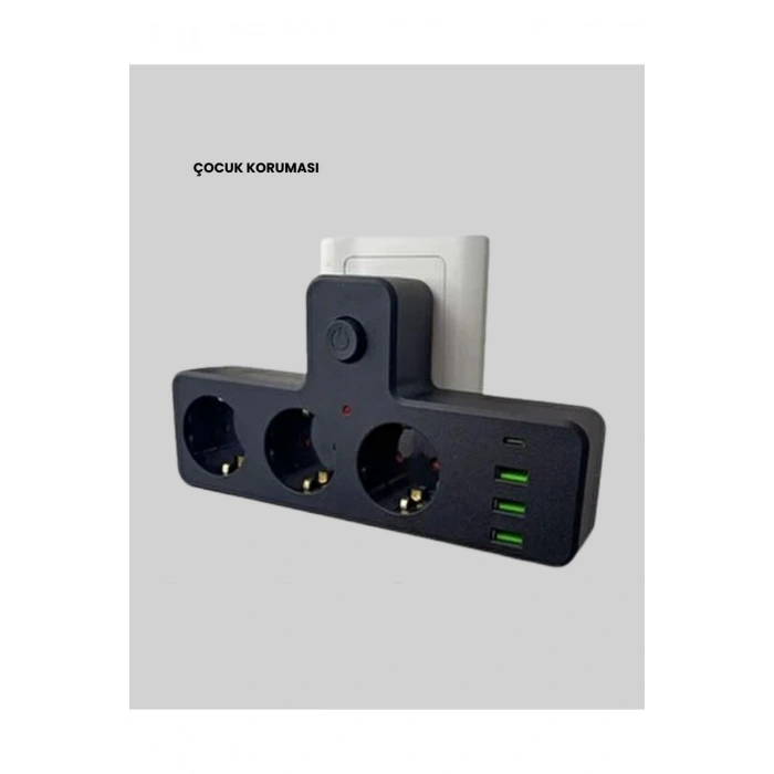 7 Portlu Çoklu Priz USB ve Type-C Girişli Akıllı Güç Ünitesi