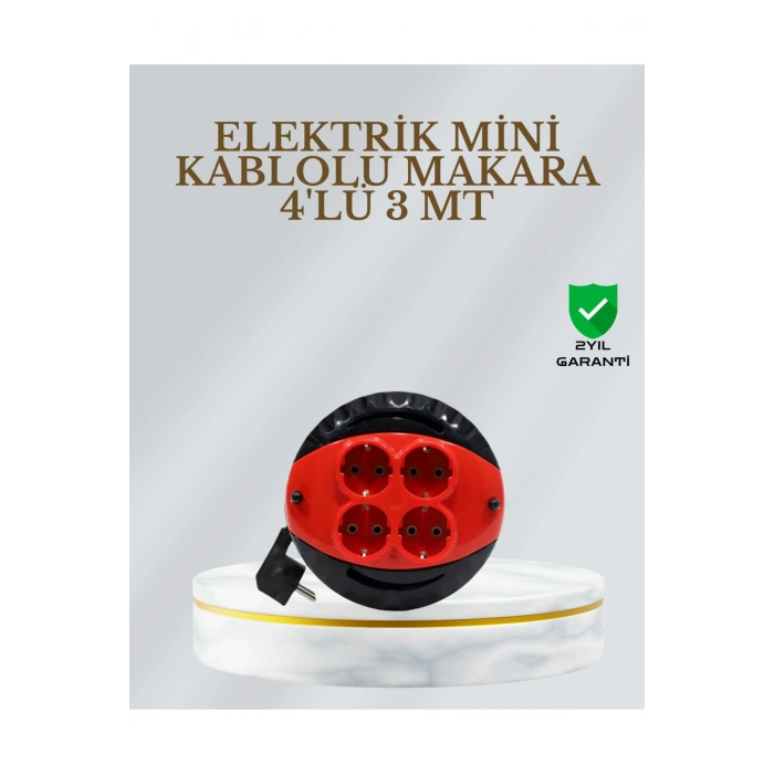 CE Belgeli 3 Metre 4’lü Kablolu Priz Makara