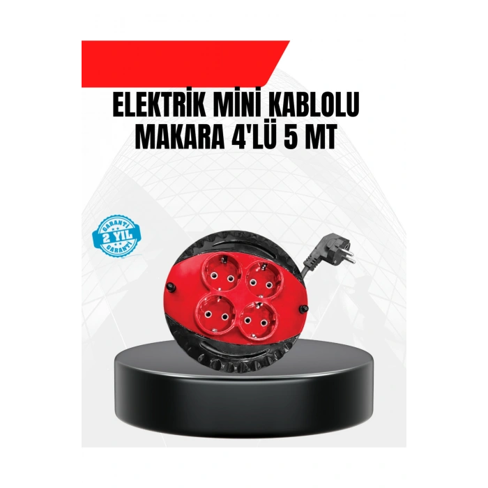 Ev ve Ofis İçin 5 Metre Kablolu 4 Priz Makarası