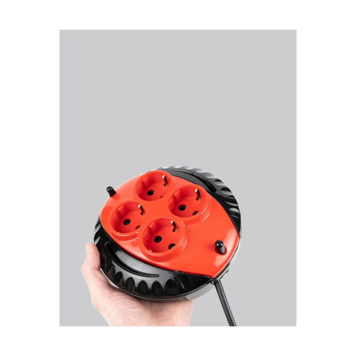 Kırmızı Renk 5 Metre 4’lü Kablolu Priz Makarası