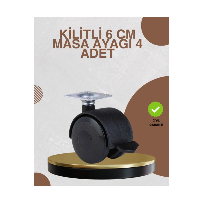 Kilitli Mobilya Ayağı 6 cm 4’lü Set Zemin Korumalı