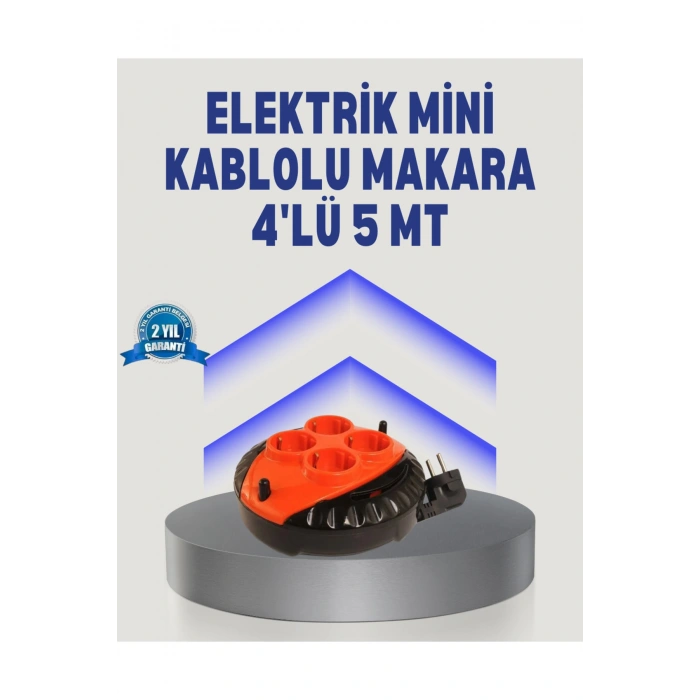 5 Metre Uzatma Kablolu 4 Prizli Makara Kırmızı