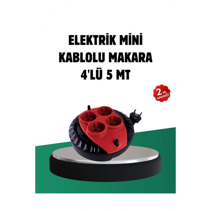 Türkiye Üretimi 5 Metre 4 Prizli Kablolu Makara