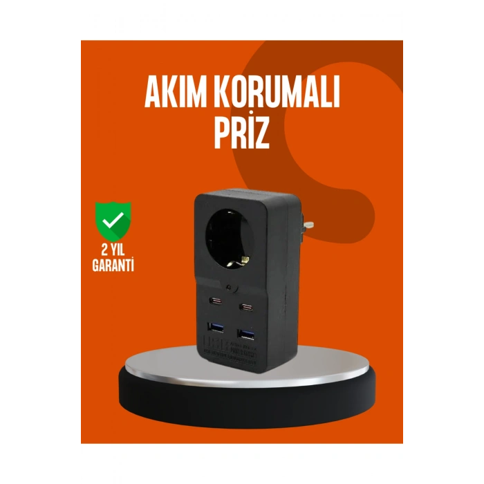 Akım Korumalı Priz 4 USB Type C Destekli Yüksek Isı Dayanımlı