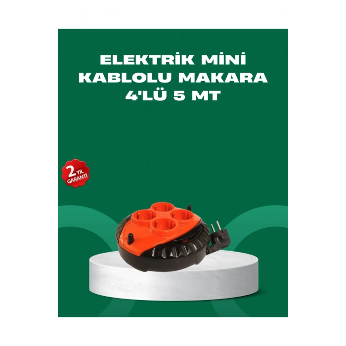 5 Metre Kablolu 4’lü Kırmızı Priz Makara