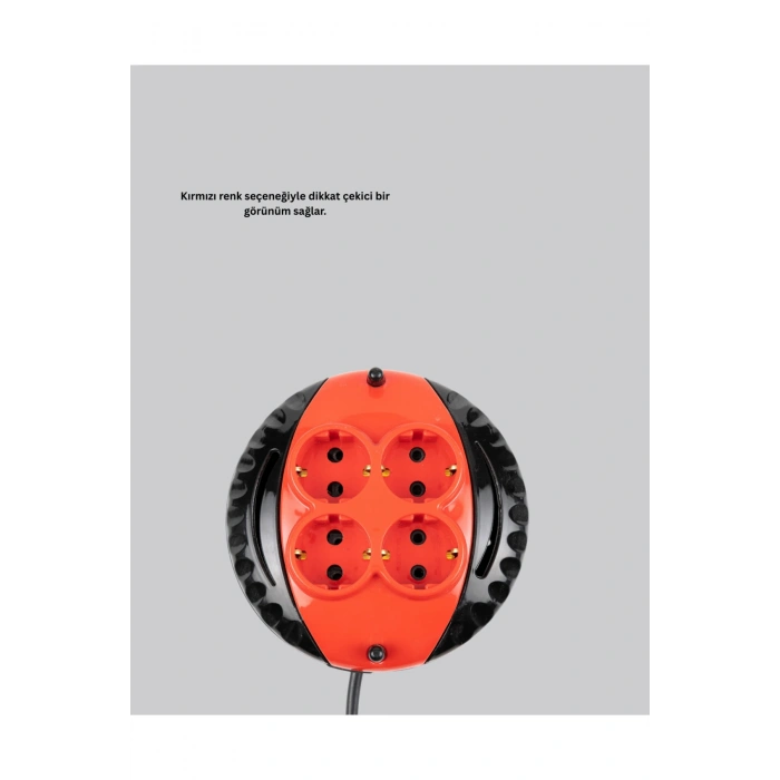 5 Metre Kablolu 4’lü Kırmızı Priz Makara