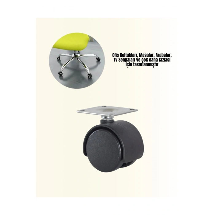 Halı ve Beton Uyumlu Kilitsiz Mobilya Tekerleği 4’lü