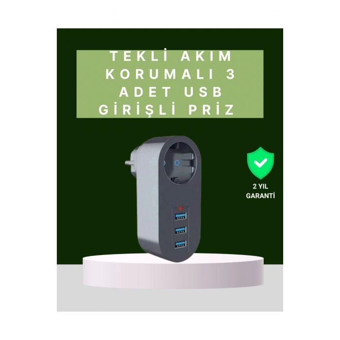 Termal Akım Korumalı 3 USBli Güvenli Priz – Akıllı Akım Dengeleme