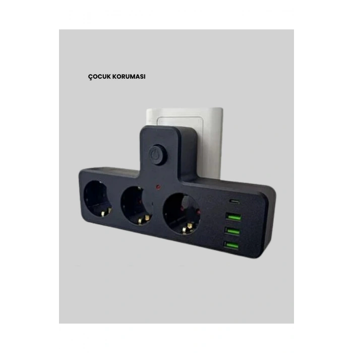USB ve Type-C Portlu Anahtarlı Çoklu Priz Güç Ünitesi