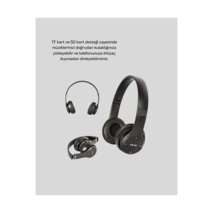 Bluetooth 5.0 Kablosuz Kulaklık – Extra Bass, TF Kart Desteği, 3.5mm AUX Girişli