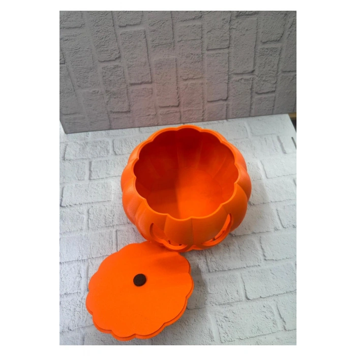 Kapaklı Balkabağı Dekor Kutusu 21×15 cm Halloween Temalı Saklama