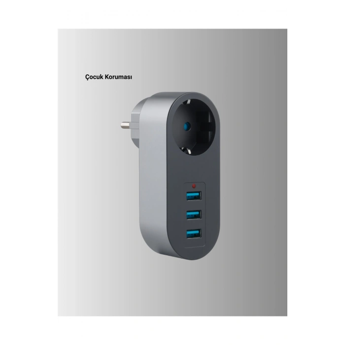 2500W Güç Destekli Akım Korumalı Priz – 3 USB Çıkışlı