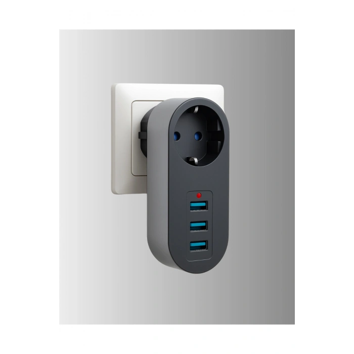 2500W Güç Destekli Akım Korumalı Priz – 3 USB Çıkışlı