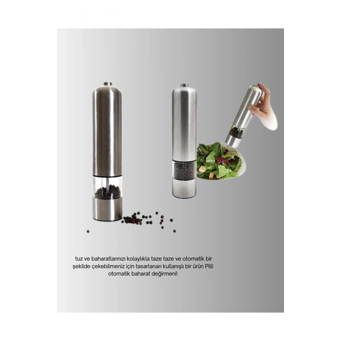 Işıklı Pilli Baharat Değirmeni Taze ve Pratik Öğütme