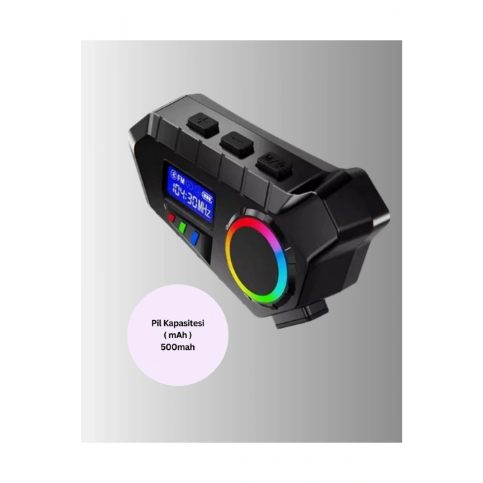 Suya Dayanıklı Bluetooth İnterkom 5.4 Hoparlör 500mAh Batarya ve FM Radyo Özellikli