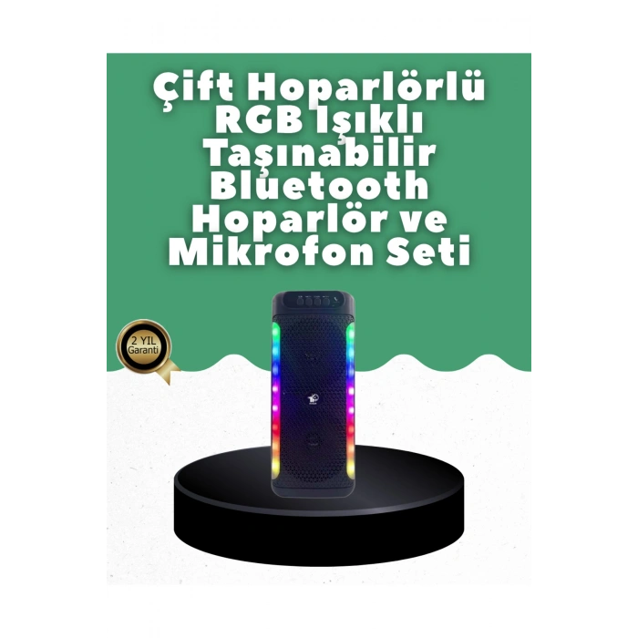 Yüksek Ses Güçlü Kablosuz Hoparlör Karaoke Mikrofonlu