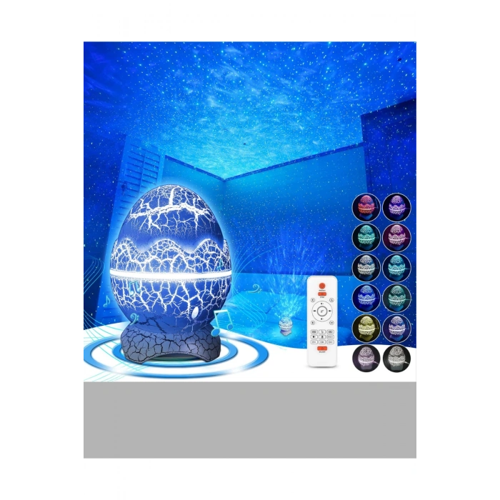 Yıldızlı Gökyüzü Dinozor Yumurta Projektör – Ayarlanabilir Parlaklık ve Hız