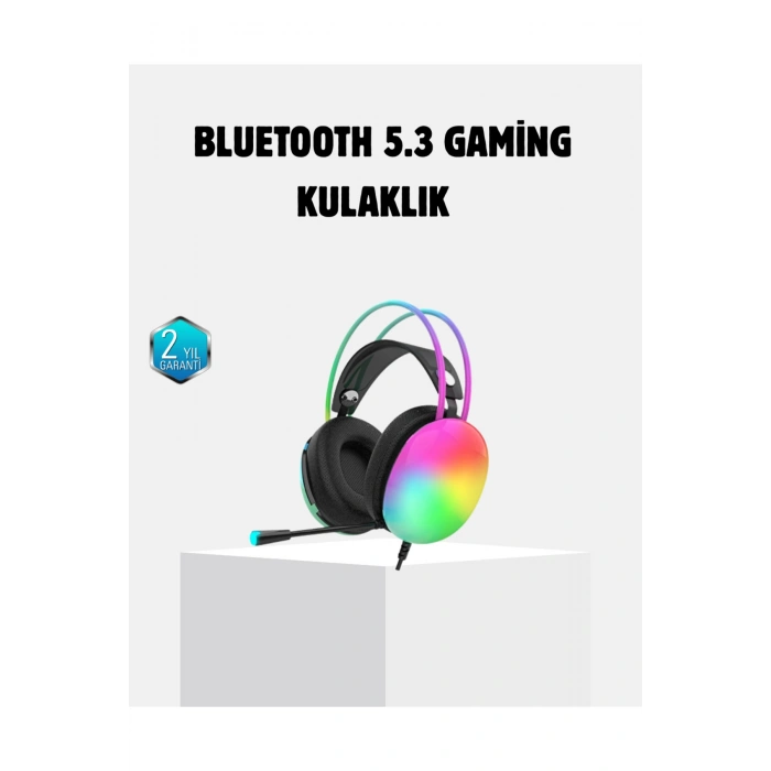 Kablosuz Gaming Kulaklık RGB Aydınlatmalı Bluetooth 5.3 Uzun Pil Ömürlü