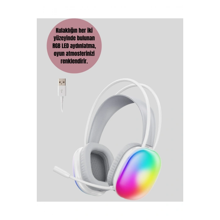 Type-C Şarjlı RGB Işıklı Bluetooth Oyuncu Kulaklığı