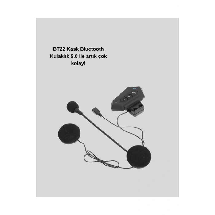 BT22 Kablosuz Kask Kulaklığı – Bluetooth 5.0, Intercom, Su Geçirmez ve Uzun Ömürlü Batarya