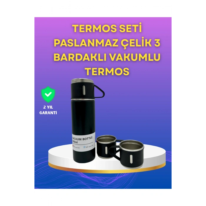 Çelik Termos Bardak Seti | 500 ml Kapasite, Kaymaz Taban, Hediye Kutulu