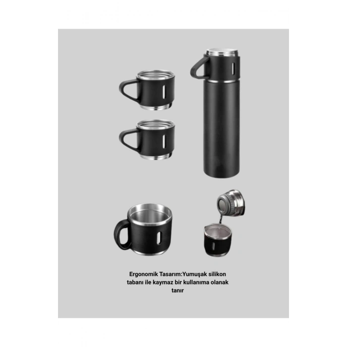 Çelik Termos Bardak Seti | 500 ml Kapasite, Kaymaz Taban, Hediye Kutulu
