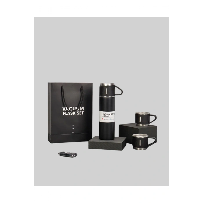 Çelik Termos Bardak Seti | 500 ml Kapasite, Kaymaz Taban, Hediye Kutulu