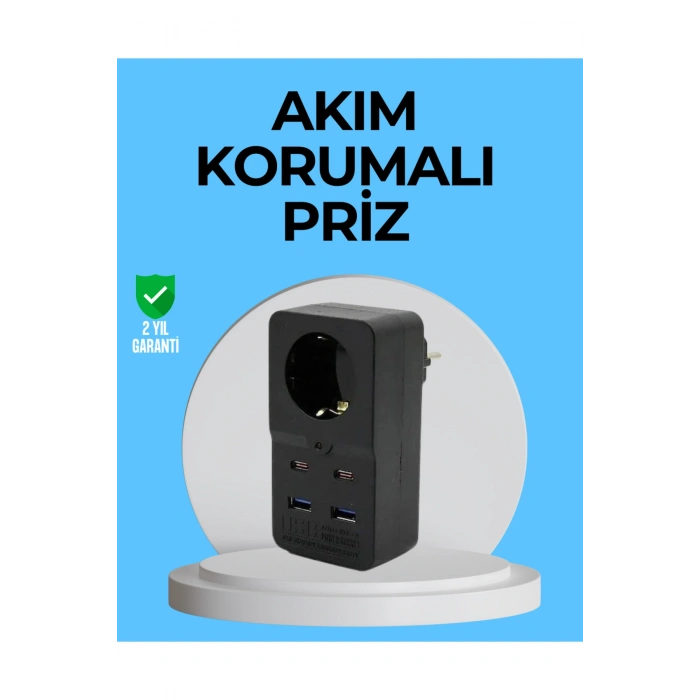 Termal Korumalı Priz Otomatik Çocuk Kilidi 4 USB Type C