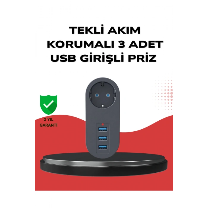 Isıya Dayanıklı 3 USB Portlu Güvenlikli Priz – Akıllı Enerji Yönetimi
