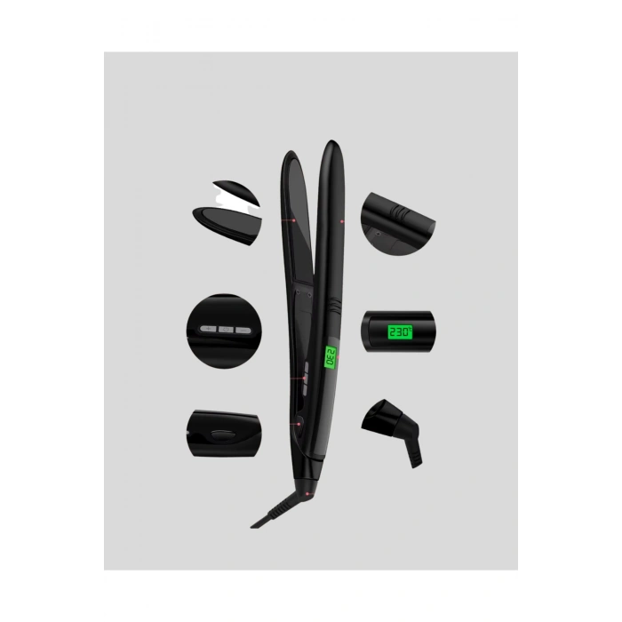 Dijital Ekranlı Isı Ayarlı Saç Düzleştirici – Titanyum Plaka, Seyahat Dostu Tasarım