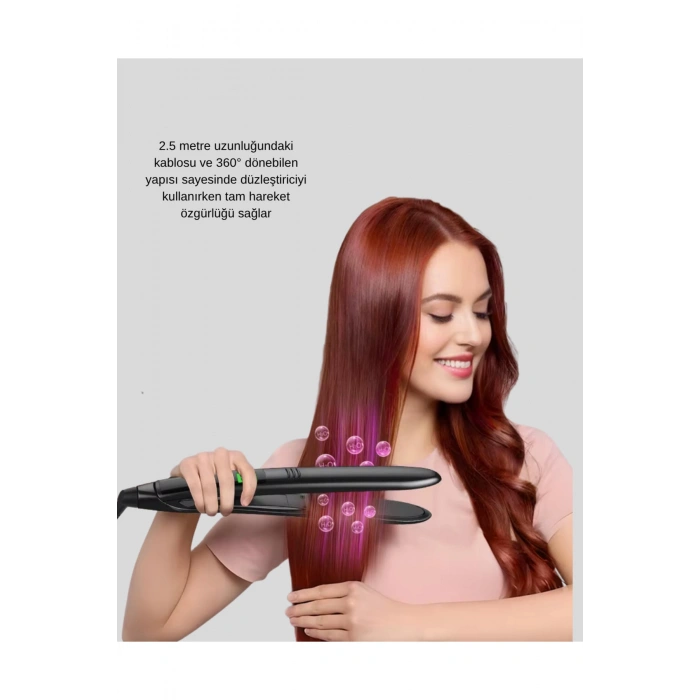 Dijital Ekranlı Isı Ayarlı Saç Düzleştirici – Titanyum Plaka, Seyahat Dostu Tasarım