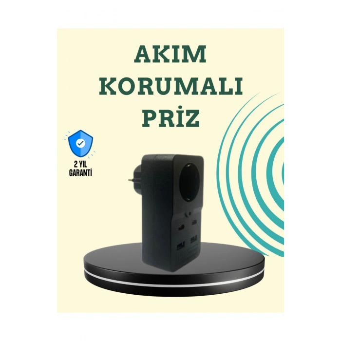 Isıya Dayanıklı PC Gövdeli Akım Korumalı Priz 4 USB