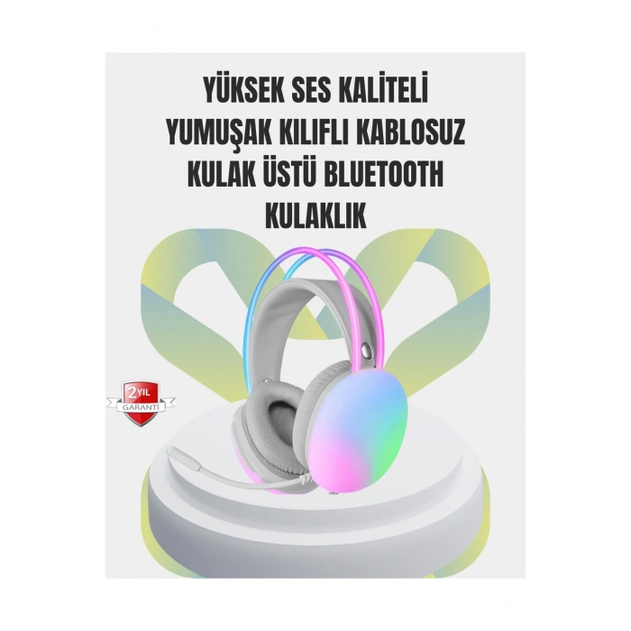 40mm Sürücülü RGB Kablosuz Kulaklık – Oyun ve Müzik için