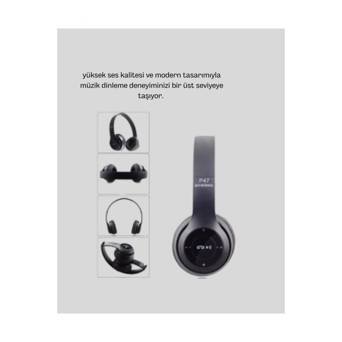 Bluetooth Kablosuz Kulaklık – Extra Bass, TF Kart, Mikrofonlu, Ayarlanabilir Ergonomik Tasarım