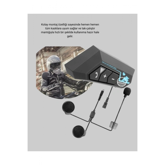 BT22 Kask İçi Bluetooth Kulaklık Hızlı Eşleşme ve Gürültü Önleyici Mikrofon