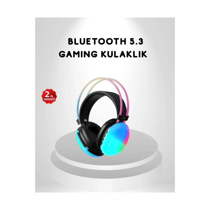 RGB Işıklı Kablosuz Kulaklık Bluetooth 5.3 800mAh Ergonomik IPX4 Dayanıklı