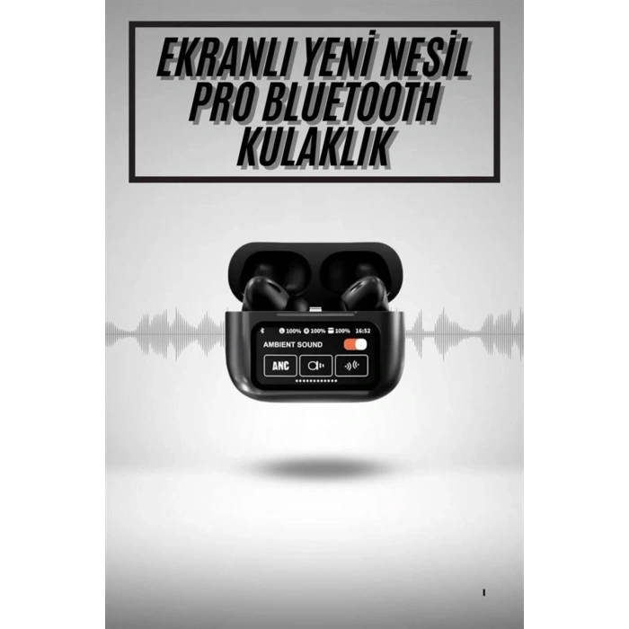 Yeni Nesil ANC Özellikli Çağrı Cevaplayan Dokunmatik Ekranlı Bluetooth Kulaklık Siyah