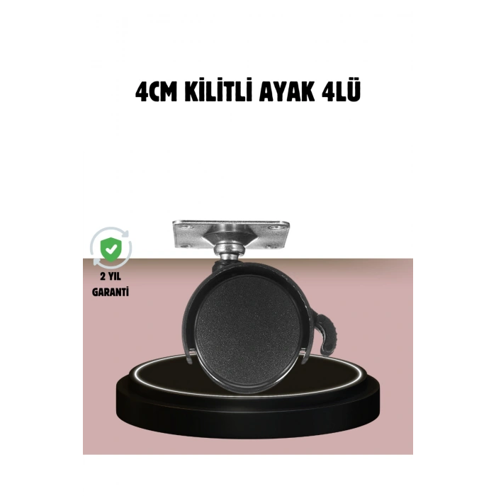 Kilitli 4 cm Tekerlek Ayak 4’lü Set Zemin Koruyucu