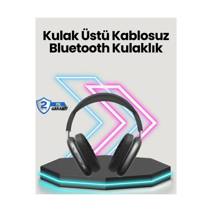 Bluetooth V5.0 Kablosuz Kulak Üstü Kulaklık | Katlanabilir, Mikro USB Girişli