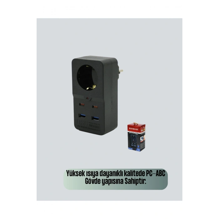 Tip Akım Koruma Prizi 10A 2500W USB Type C Destekli