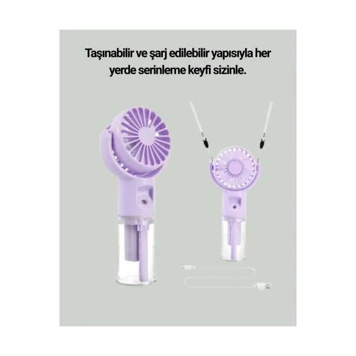 Type-C Şarjlı Taşınabilir Su Buharlı Mini Vantilatör