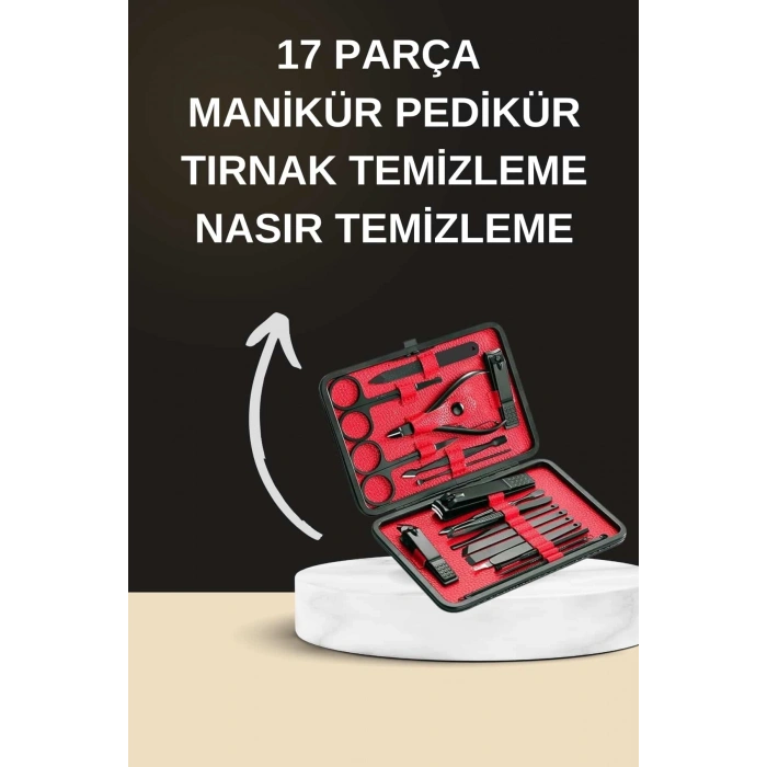 Elektrikli Manikür Pedikür Seti İkili Set 17 Parça Tırnak Bakımı Nasır Temizleme Tırnak Şekillendirm