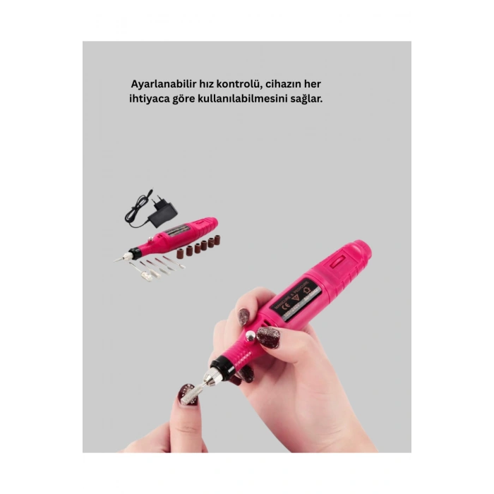 Profesyonel Tırnak Manikür Aleti – Şarjlı, Ayarlanabilir Hız, Düşük Titreşim ve Sessiz Motor Teknolo