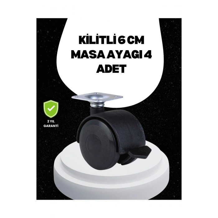 6 cm Kilitli Tekerlek Ayak 4 Adet Sehpa ve Ekipman Uyumlu