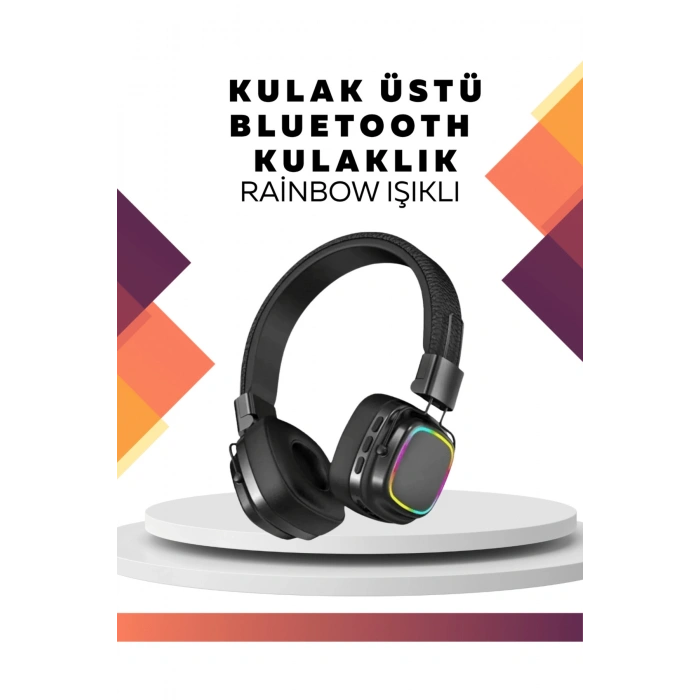 Kablosuz RGB Işıklı Katlanabilir Bluetooth Kulak Üstü Kulaklık