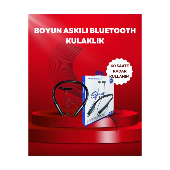 Polygold PG-100 Bluetooth 5.0 Boyun Bantlı Kulaklık – 50 Saat Konuşma Süresi, Type-C Şarj